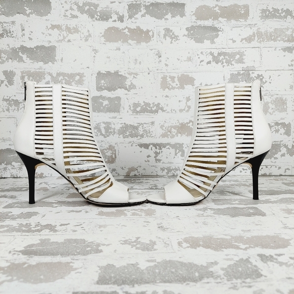 Michael Kors White Strappy Ankle Boots Open Toe High Heels M657 - Picture 7 of 13